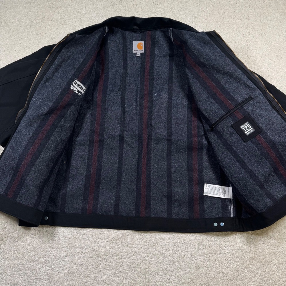 Carhartt J001 Detroit Jacket 3XL Mens Black Duck Canvas Blanket Lined USA Made - Picture 8 of 12